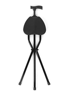 lot 264 image: Cane Seat Folding Crutch Stool Folding Cane Seat Crutch