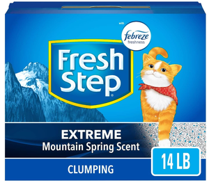 lot 145 image: 2 Packs Fresh Step Clumping Cat Litter with Febreze, 14 lbs