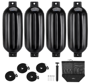 lot 181 image: Affordura Boat Fender 4 Pack Boat Bumpers Fenders with 4 Ropes