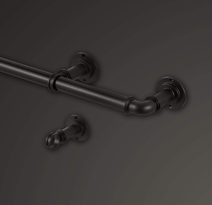 lot 222 image: LOT OF 3 MODE Industrial Room Darkening Collection Industrial Curtain Rod Set