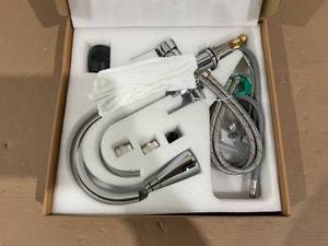 lot 142 image: TSIBOMU 3 in 1 Kitchen Faucet with Drinking Water Faucet (Chrome)
