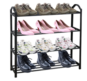 lot 268 image: ZOES HOMEWARE 4 Tier Metal Shoe Rack Freestanding Shoe Organizer