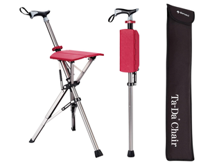 lot 270 image: STEP2GOLD Ta-Da Chair, Portable Trekking Hiking Pole, Folding Walking Stick with Seat