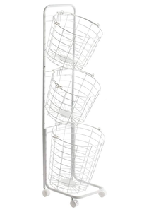 lot 284 image: Farios 3 Tier Rolling Laundry Hamper with 3 Removable Wire Basket
