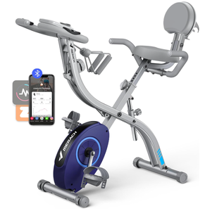 lot 4 image: MERACH Folding Exercise Bike, 4 in 1 Magnetic Stationary Bike