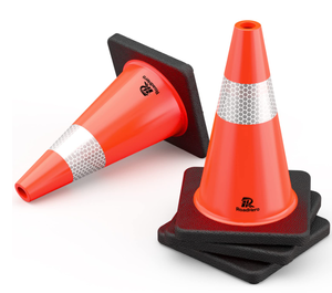 lot 372 image: RoadHero (4 Pack) Traffic Safety Cones 18 Inch with Black Weighted Base