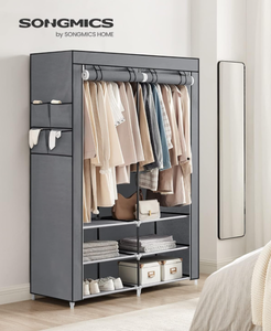 lot 375 image: SONGMICS Portable Closet Wardrobe with Shoe Rack and Cover, Closet Storage Organizer