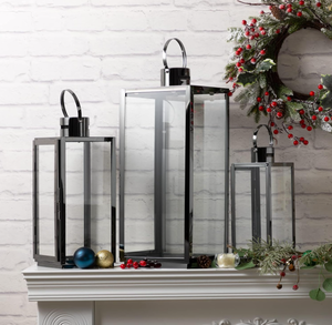 lot 376 image: Matico Stainless Decorative Candle Lantern Set of 3
