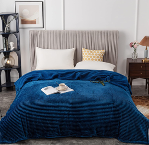 lot 381 image: DaysU Striped Fleece Blanket, Soft Cozy Reversible Flannel