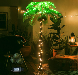 lot 384 image: 5FT 148 LEDs Lighted Palm Trees, Artificial Palm Tree with Coconuts