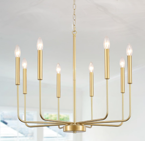 lot 33 image: LJHhowe Spray Gold Chandelier 8 Lights Modern Farmhouse Chandelier Dining Room Light