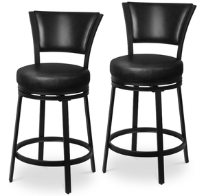 lot 34 image: HYCFYJR Bar Stools Set of 2, 25 Swivel Bar Stools with Back