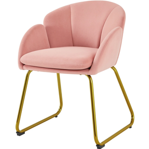 lot 35 image: Yaheetech Flower Shape Velvet Armchair Accent Chair with Golden Metal Legs
