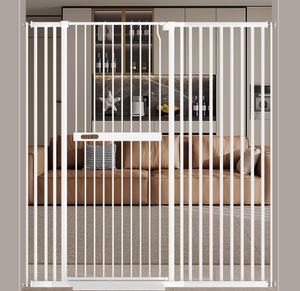 lot 71 image: WAOWAO 61.02 Extra Tall Cat Pet Gate 46.45-52.75 Wide Pressure Mounted Walk Through Swing