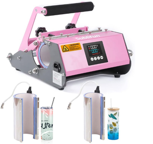 lot 75 image: 2 in 1 Pink Tumbler Heat Press Machine for 12 OZ 17 OZ 20 OZ 30 OZ Glass Stainless Steel
