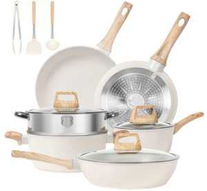 lot 96 image: SODAY Pots and Pans Set Non Stick, 12 Pcs Kitchen Cookware Sets Induction Cookware Granite Cooking Set