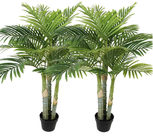 lot 411 image: AnTing Artificial Golden Cane Palm Tree 4FT 15Leaves with Pot (Set of 2)