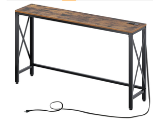 lot 416 image: Rolanstar Console Table with Power Outlet, Narrow Sofa Table, 55.1 x 11.8
