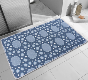 lot 580 image: Super Absorbent Bath Mats for Bathroom Non Slip (Kaeidoscope Pattern, Blue 31.5 L X 19.7 W)