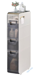 lot 589 image: 4-Tiers Bathroom Floor Storage Cabinet Narrow
