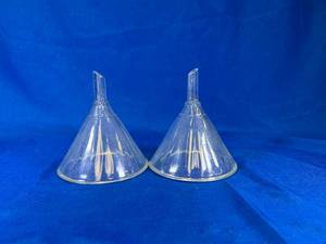 lot 117 image: 2 - Top opening outer diameter  6 inches, Top opening inner diameter  5 12 inches, Hole at the bottom outer diameter  12 inch, Hole at the bottom inner diameter  14 inch, Funnel height  6 12 inches