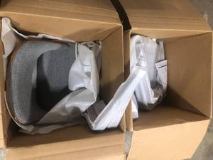 Lot of 2 Fabrizzi Grey and Walnut DiningAccent Chair by Lumisource   Customer Returns See Pictures