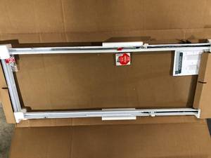 ODL White Cordless Add On Enclosed Aluminum Blinds with 12 in. Slats, for 22 in. Wide x 64 in. Length Door Windows Customer Returns See Pictures