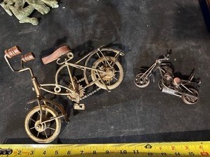 lot 196 image: Vintage Deco Metal Bike Sculptures