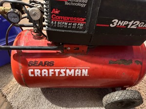lot 325 image: Sears Craftsman 3HP 12 Gallon Air Compressor with Air Tools