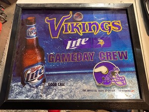 lot 284 image: Vikings Game Day Miller Lite Sign Measuring 34 x 28.5