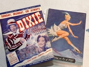 lot 306 image: Vintage Bing Crosby and Dorothy Lamour Sunday, Monday, or Always Dixie Sheet Music and 1952 Holiday on Ice Official Souvenir Program