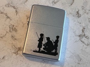 lot 209 image: 2007 Zippo Figural Father & Kids Fishing Flip Top Refillable Lighter