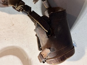 lot 362 image: Vintage Antique World War 1 Era Leather Prosthetic Arm with Metal Clamp