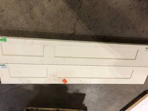 lot 9 image: Masonite 24 in. x 80 in. 4 Panel Winslow Primed White Hollow-Core Composite Bi-fold Interior Door  Customer Returns See Pictures