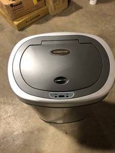 lot 26 image: NINESTARS 11.1 Gal. Stainless Steel Motion Sensing Touchless Trash Can   Customer Returns See Pictures
