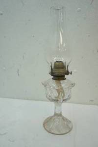 lot 314 image: Glass Oil Lamp with Chimney