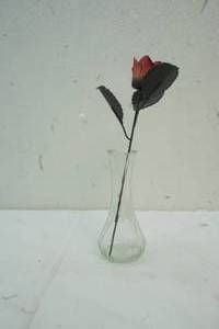 lot 341 image: Metal Rose & Vase