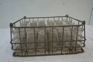 lot 343 image: 30 Vintage Milk Bottles and Carrier