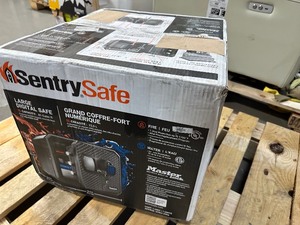 lot 49 image: Sentry Safe Home Safe, Fireproof, Waterproof, with Digital Keypad and Override Key and Adjustable Tray, FPW082HSB, 0.81 cu ft Open Box Like New