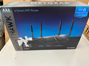 lot 47 image: Netgear RAX45-100NAS Nighthawk AX6 6-Stream AX4300 WiFi 6 Router 2500SQFT range - Like New Open Box 