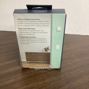 lot 45 image: Amazon Smart Thermostat, Programmable Wi-Fi Thermostat Works with Alexa White - Like New Open Box