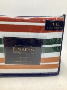 lot 134 image: New Pendleton 4 Piece Full Size Flannel Sheet Set - Pine Island Multi