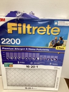 lot 108 image: New Open Box 3 Pack 3M Filtrete Premium Furnace Filters 16x20x1