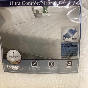 lot 130 image: New Platinum Queen Size Ultra Comfort Mattress Pad - Quick Dry Moisture Wicking - Up to 18 Mattress - Double Knit Luxury