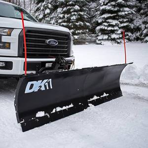 lot 1 image: Like New Unused DK2 AVAL8219 Universal 82 x 19 Hitch-Mounted, Electric Winch-Driven Snowplow with Remote & Wiring - Retail $1699