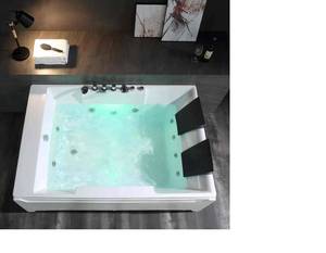 lot 2 image: Like New Unused Empava 72 Modern 2 Person Whirlpool Alcove Bathtub with Faucet  Tub Filler and LED Lights, EMPV-72JT367LED - Retail $2429.42