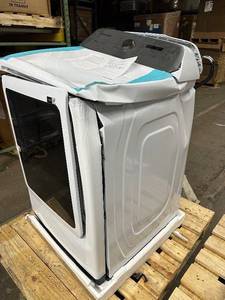 lot 29 image: Samsung Smart Electric Dryer 7.4 Cu Ft With Steam Sanitize Unused - Shipping Damaged  Model # DVE50R5400WA3 Retail $999