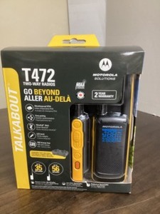 lot 45 image: Motorola Solutions, Portable FRS, T470, Talkabout, Two-Way Radios, Emergency Preparedness, Rechargeable, 22 Channel, 35 Mile, Black WYellow, 2 Pack new