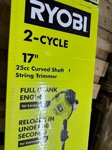 lot 58 image: 25 cc 2-Stroke Attachment Capable Full Crank Curved Shaft Gas String Trimmer 17 inch - Unused Mouse Got In Box - #Yuck