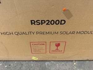 lot 50 image: Renogy 200-Watt 12-Volt Monocrystalline Solar Panel for Off Grid Large System Residential Commercial House Rooftop (2 panels, both Panels Cracked Unused)